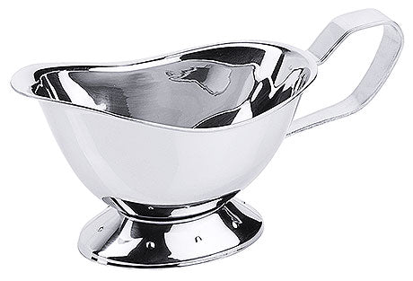 Silberne Sauciere mit Henkel.