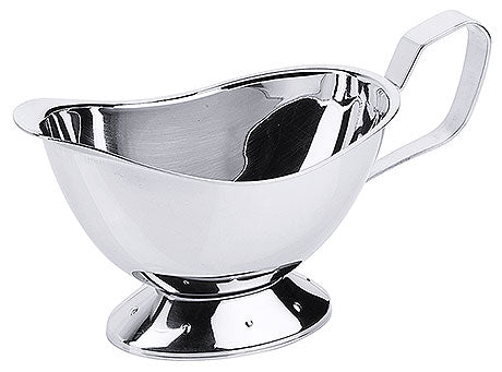 Silberne Sauciere mit Henkel.