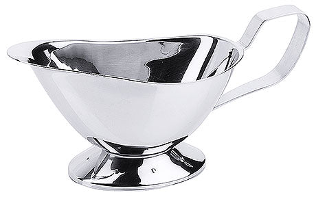 Silberne Sauciere mit Henkel.