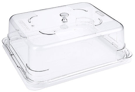 Transparente Abdeckhaube für Tabletts.
