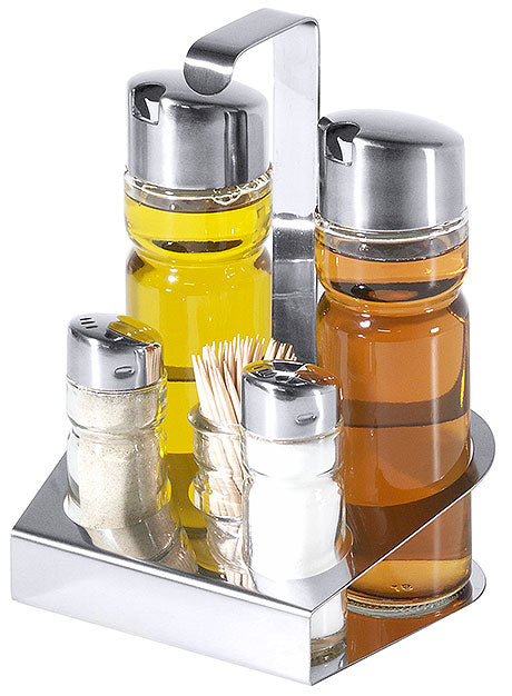 Essig-Öl-Set mit Gewürzen.