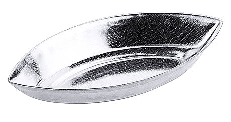 Silberne, ovale Metallschale.