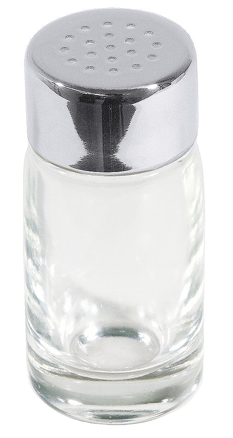 Glasstreuer mit Metallverschluss.