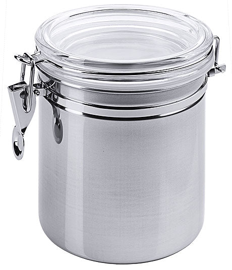 Metallbehälter mit Deckel.