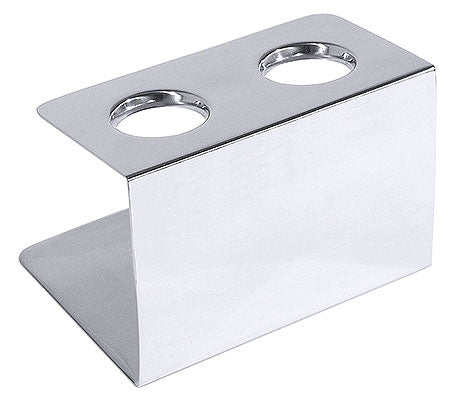 Silberner Edelstahl-Flaschenhalter, zweifach.