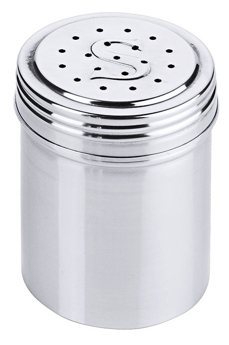 Silberner Streuer mit Löchern.