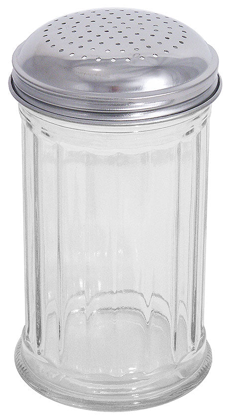 Glasstreuer mit Metallverschluss.