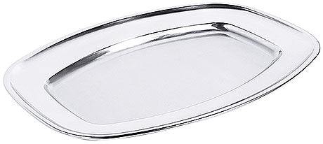 Rechteckige Edelstahl-Servierplatte.