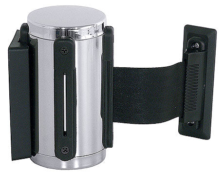 Absperrbandhalter aus Metall, schwarz.