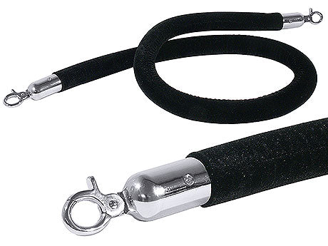 Schwarzes Absperrseil mit Haken.