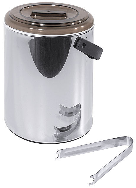 Eiseimer mit Zange aus Metall.