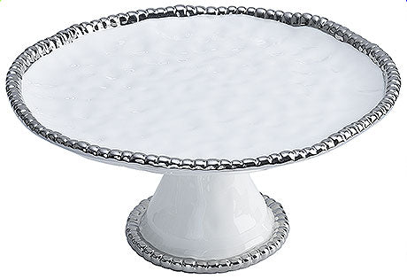 Tortenplatte mit silbernem Rand.