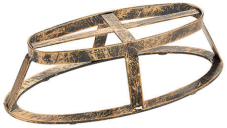 Ovaler Metallständer mit Patina.