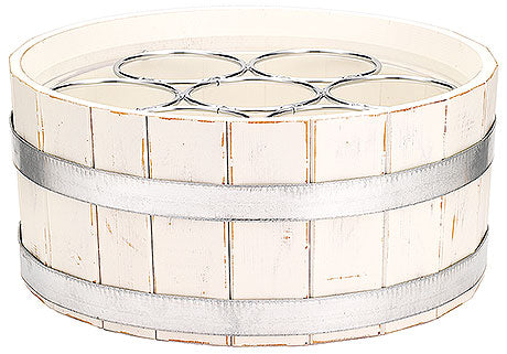 Weißer Flaschenkühler mit Halterungen.