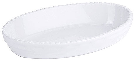 Weißer, ovaler Porzellanteller.