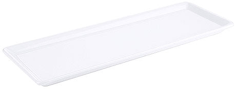 Weißes rechteckiges Serviertablett.