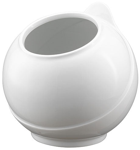 Weißer runder Behälter, offen.