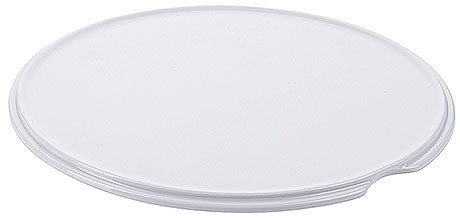 Runde, weiße Servierplatte mit Aussparung.