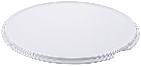 Runde, weiße Servierplatte mit Aussparung.