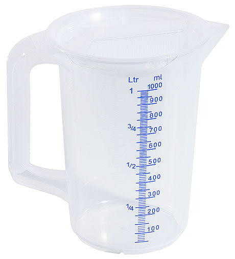 Messbecher mit blauer Skala.