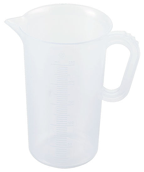 Messbecher aus Kunststoff, transparent.