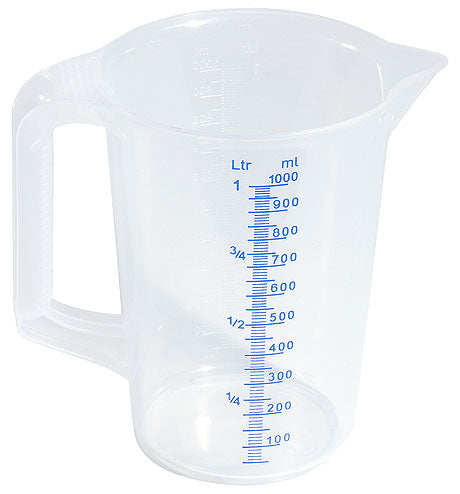 Messbecher mit blauer Skala.