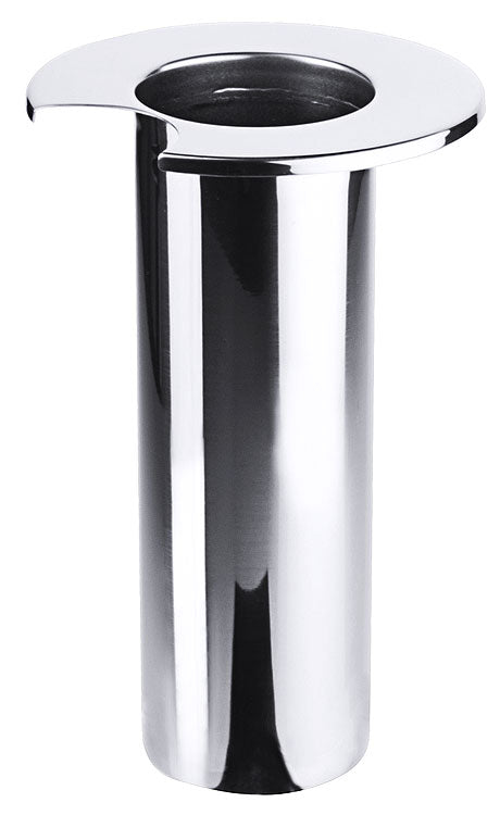 Edelstahl-Behälter mit Aussparung.