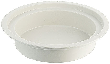 Weiße runde Schüssel aus Kunststoff.