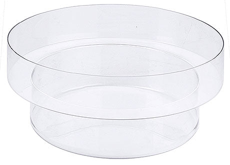 Transparente Kunststoffschale, rund, stapelbar.