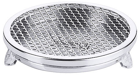 Runder Gitterdeckel mit Standfüßen.