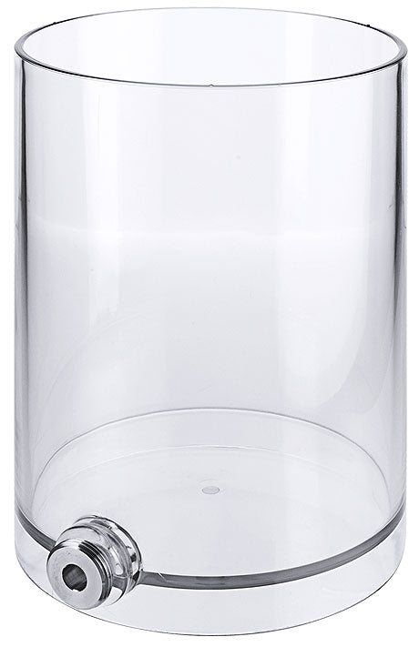 Transparenter Getränkespender mit Zapfhahn.