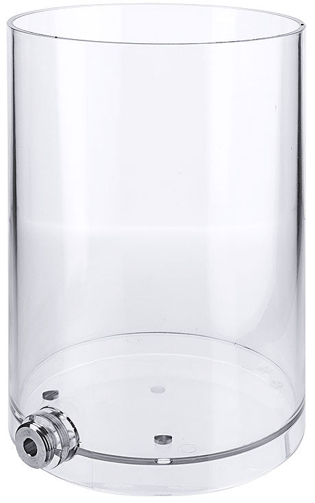 Transparenter Getränkespender ohne Deckel.