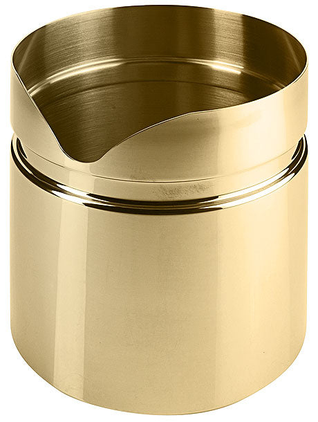 Goldener Behälter mit Ausgussöffnung.
