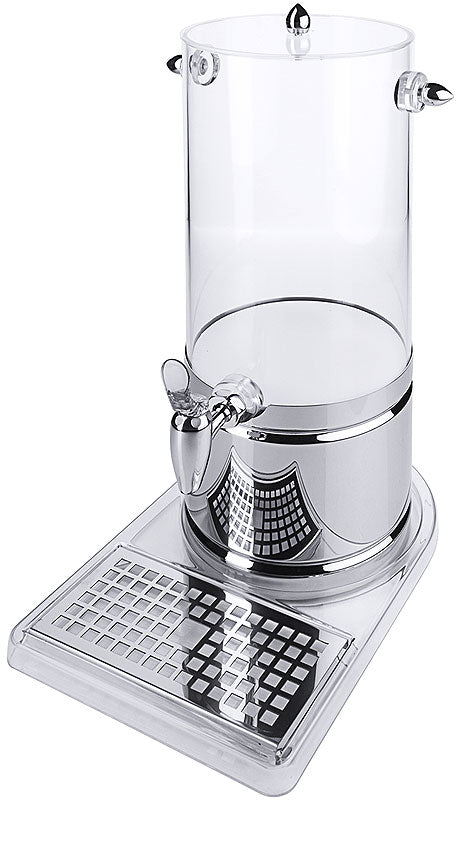 Getränkespender aus Glas und Metall.