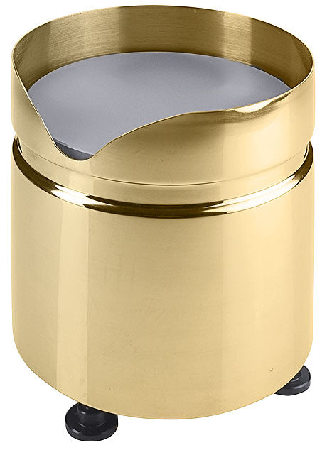 Goldener Behälter mit Ausgussöffnung.