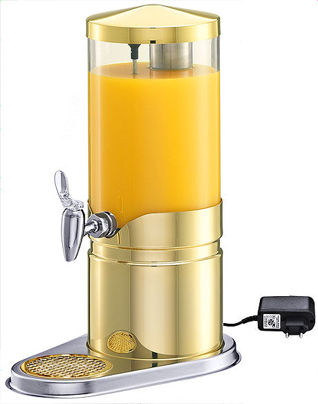 Goldener Saftspender mit Zapfhahn.