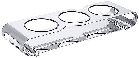 Transparenter Halter für drei Behälter.