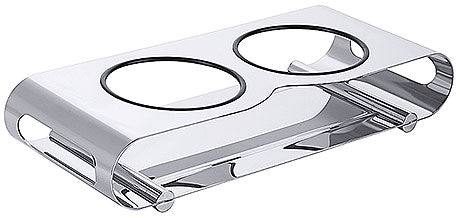 Silberner Flaschenhalter mit zwei Öffnungen.