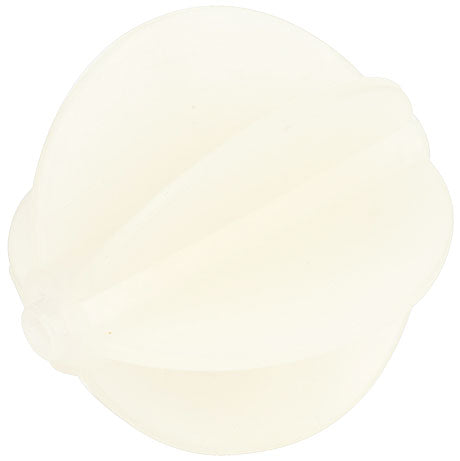 Weiße Kunststoff-Zitruspresse von oben.