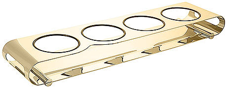 Goldenes Tablett mit vier Öffnungen.