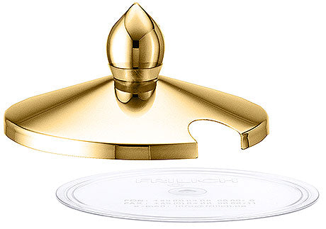 Goldene Abdeckung mit Untersetzer.