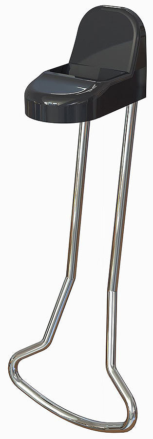 Schwarzer Getränkespender mit Ständer.