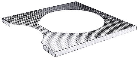 Metallplatte mit runder Aussparung.