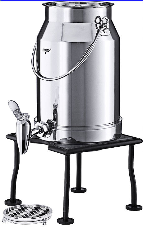 Edelstahl-Getränkespender mit Ständer.