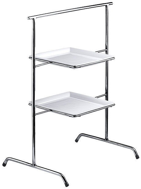 Zweistöckiger Buffetständer mit Tabletts.