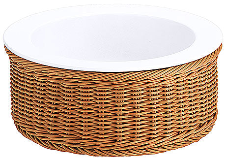 Geflochtener Korb mit weißem Einsatz.