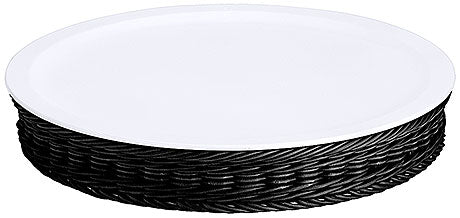 Runder Teller mit geflochtenem Rand.