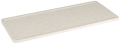 Rechteckige, beige Servierplatte.