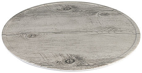 Runde Holzoptik-Platte für Gastronomie.