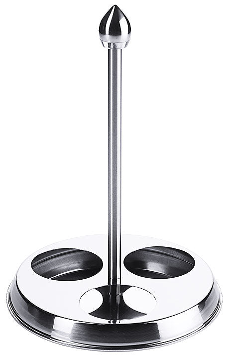 Edelstahl-Servierständer mit Halterungen.